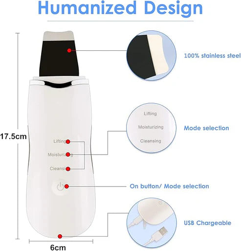3-in-1 Ultrasonic Facial Skin Scrubber